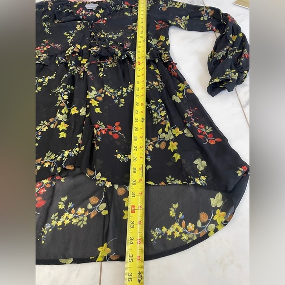 Anthropologie, medium, women’s sheer black floral button up long sleeve dress - Picture 7 of 10